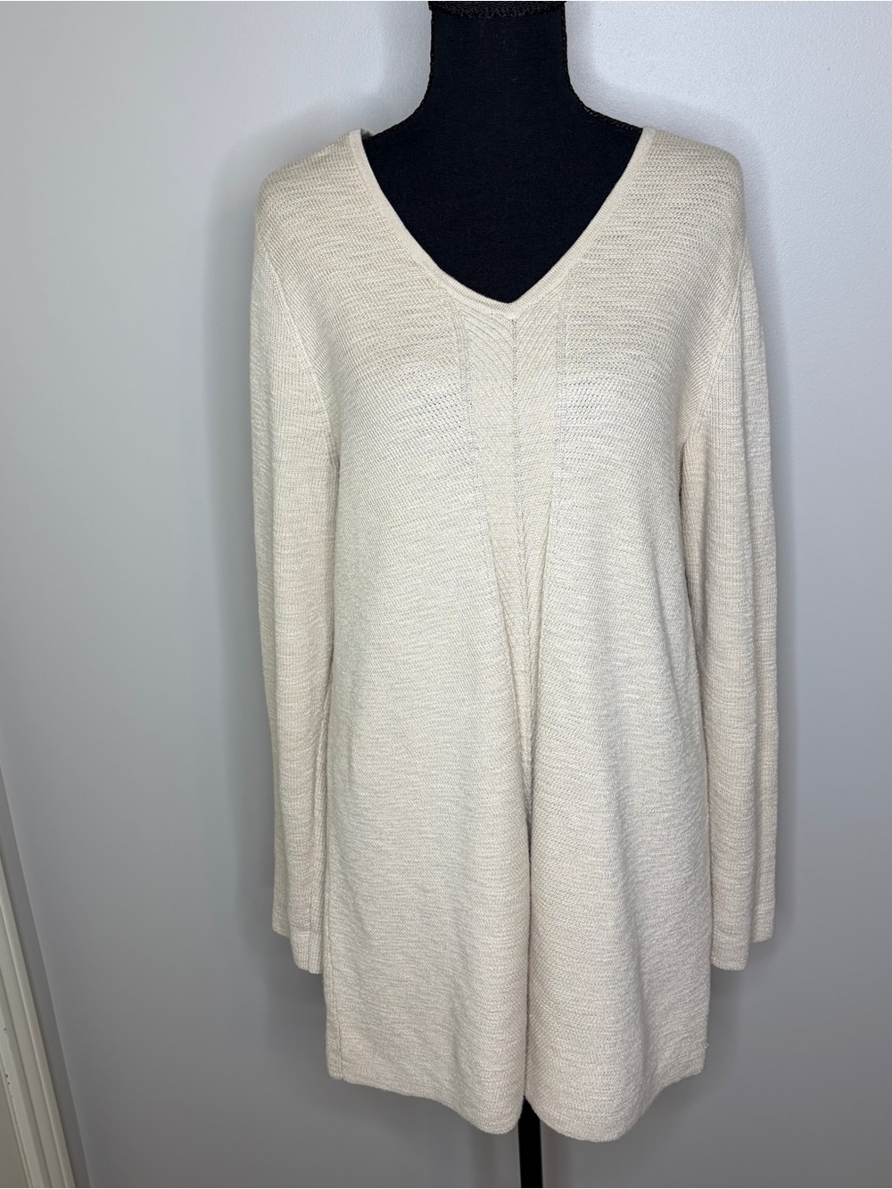 J Jill V-Neck Cream Knit Long-Sleeve Women's Dress Medium
